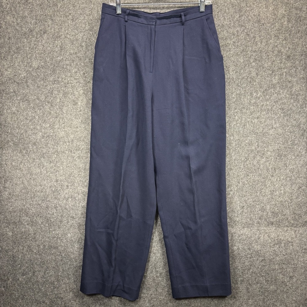 Vintage Lauren Ralph Lauren Pants Trousers Womens 14P Rayon Blue Lined Pleated